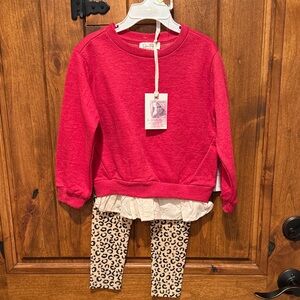 Jessica Simpson Red and Leopard Kids Matching Set